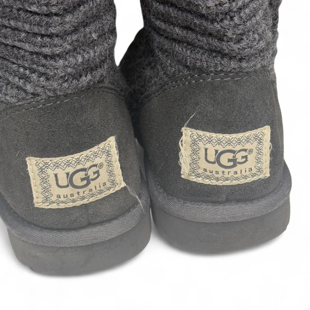 UGG Classic Cardy Knit Tall Boots Gray Women’s Size 7 Cozy Boho Sweater Boots